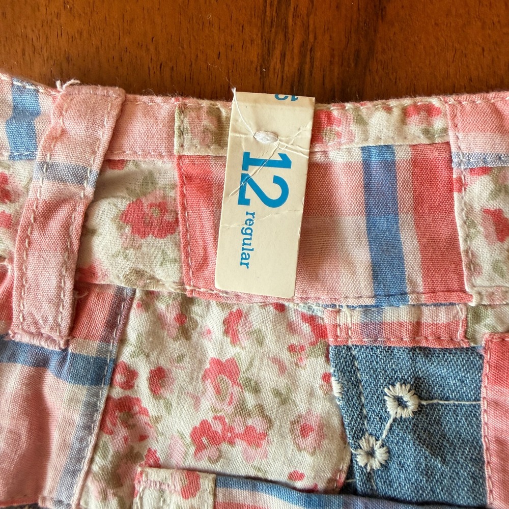 Justice Girls Pink/Denim Patchwork Shorts Size 12R NWT - Picture 3 of 4